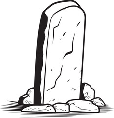 Grave icon Graveyard element Halloween sticker Black silhouette and icon of grave isolated on white background.