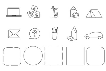 Line icons for websites home goods set of frames lines illustration