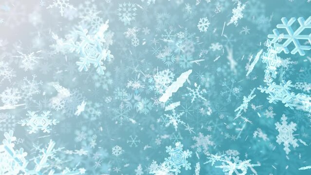 Snow crystals flakes winter freeze ice particle CG background