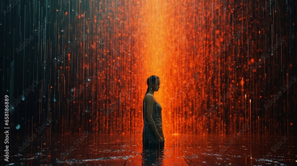 Aufkleber digital rain of pixels creating surreal forms in .