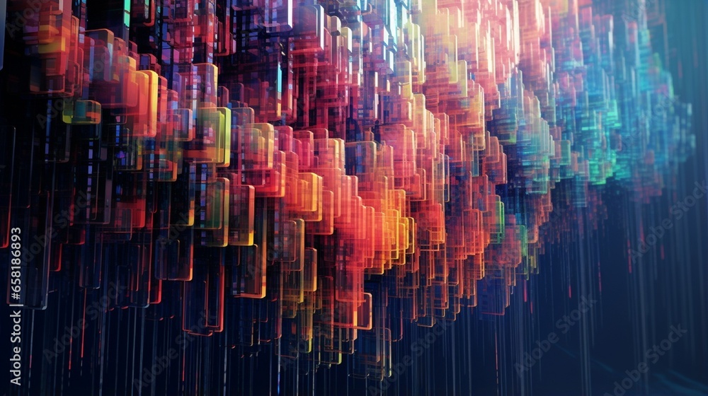 Aufkleber digital rain of pixels creating surreal forms in .
