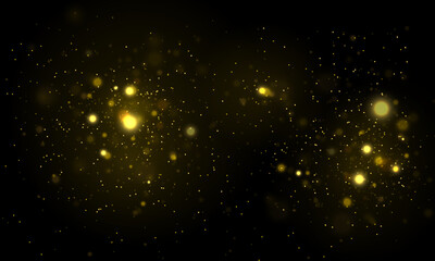 Award nomination ceremony luxury background with golden glitter sparkles. Yellow dust yellow sparks and golden stars shine with special light.