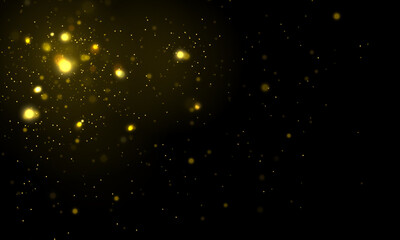 Award nomination ceremony luxury background with golden glitter sparkles. Yellow dust yellow sparks and golden stars shine with special light.