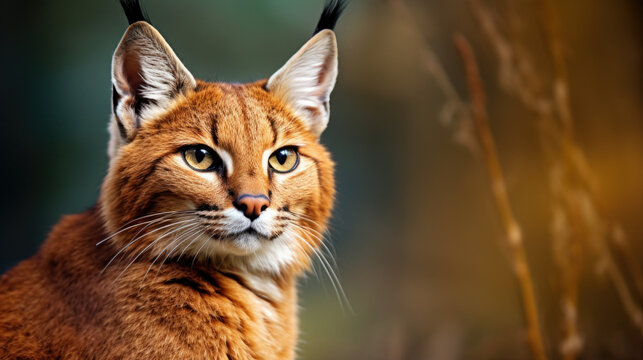 Asian golden cat in a forest. Catopuma temminckii family of Felidae.