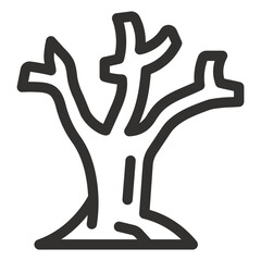 Dead Tree Vector Outline Icon, Dry Icons Collection, Dead Tree Silhouette.
