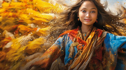 Vibrant portrait of a courageous Asian female, embodying strength and determination. - obrazy, fototapety, plakaty
