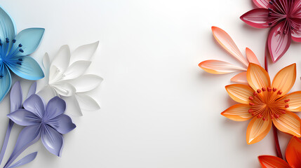 Template design banner with glass flower decoration. Spring and summer floral background.  Copy space. Blossom decoration.