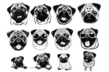 Pug Bundle: Vector Illustrations Celebrating the Playful and Adorable Pug Breed