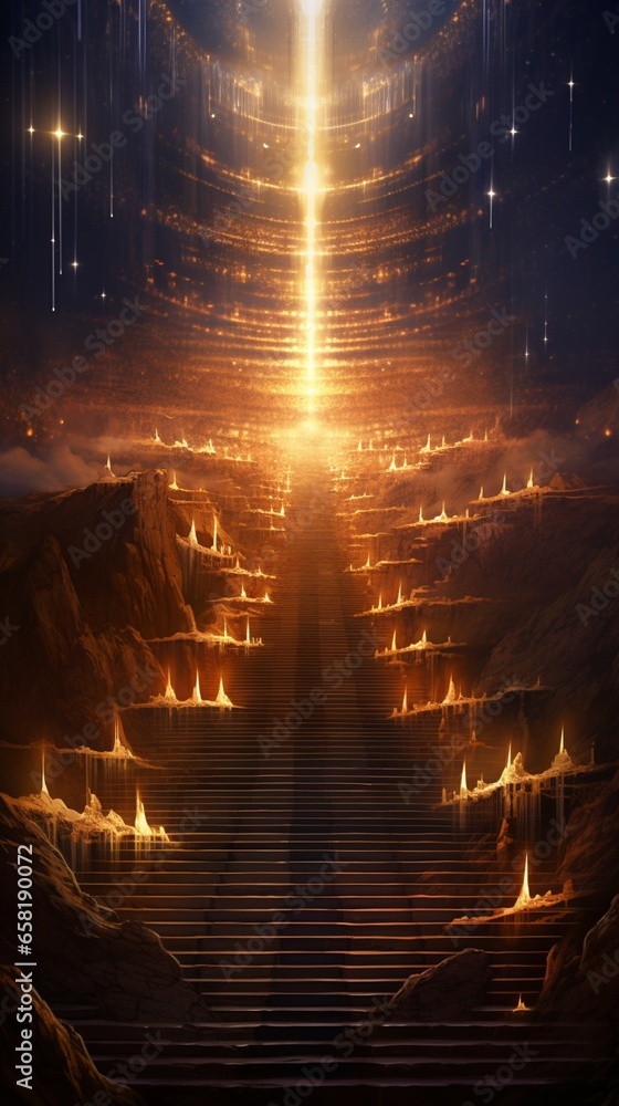 Aufkleber infinite staircase leading towards a glowing portal in a parallel universe .