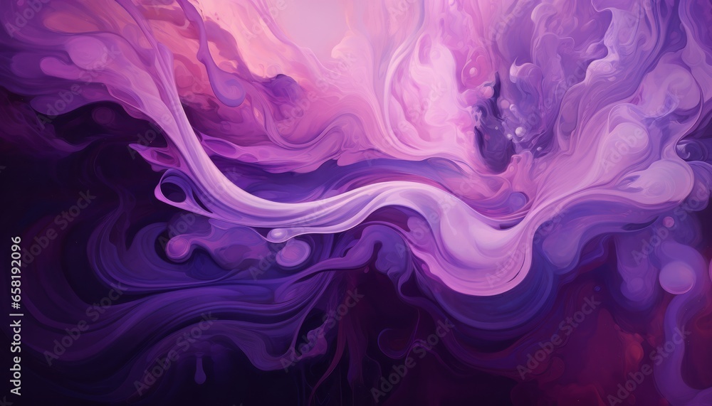 Poster purple swirling liquid background with abstract patterns and copy space