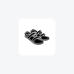 Black Sandals  Shoes and footwear line  Icon set isolated on white background line  vector illustration Pixel perfect

