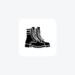   Purple Combat Boots Shoes and footwear line Icon set isolated on white background line  vector illustration Pixel perfect


