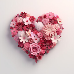 A bouquet of flowers in the shape of a heart. Romantic illustration for Valentine's day.