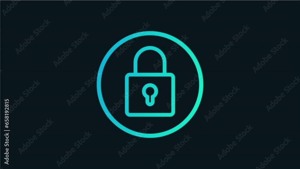 Poster lock gradient icon animation. blue and green color.4k motion animation.