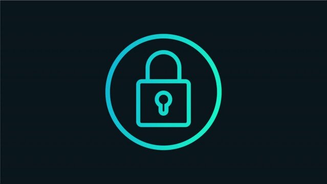 lock gradient icon animation. blue and green color.4K motion animation.