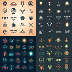 illustration set of simple creativity icons  ,ai generated 