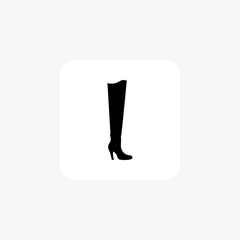 Black Over-the-Knee Women's Boot Shoes and footwear line  Icon set isolated on white background line  vector illustration Pixel perfect

