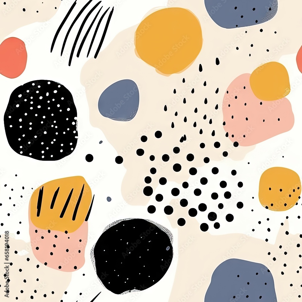 Poster seamless pattern background with abstract textured geometric figures. simple figures on light biege 