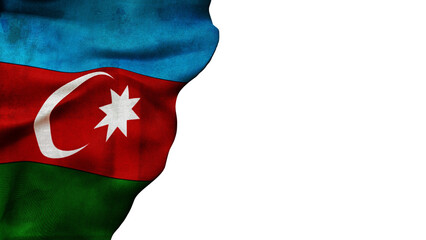 Azerbaijan Flag Waving vintage grunge on transparent background