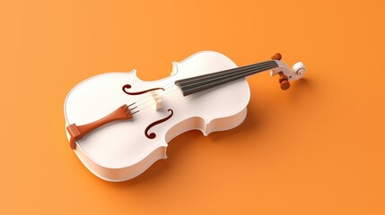 3d Illustration Simple Violin Isolated Background