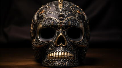 Typical Mexican skull painted isolated on white background. Dia de los muertos - obrazy, fototapety, plakaty