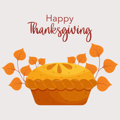 Thanksgiving background with  pumpkin cake. The background is great for cards, flyers, and advertising poster templates. It is a vector illustration