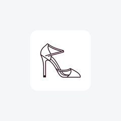Purple Slingback Heel Women's  Shoes and footwear line Icon set isolated on white background line vector illustration Pixel perfect

