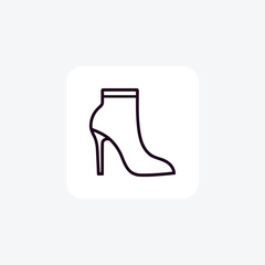 Velvet Booties Women's Flat Shoes and footwear line   Icon set isolated on white background line  vector illustration Pixel perfect


