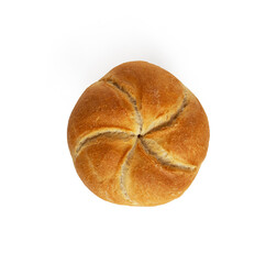 Kaiser roll fresh bun isolated on white background