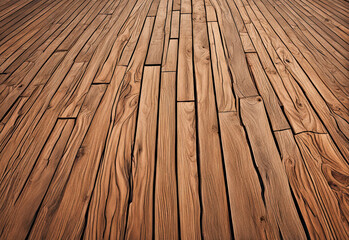 Wooden perspective floor background. Light brown wooden floor top view. Wooden closeup background. Generative AI