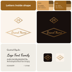 2D luxury fashion logo with brand name. Creative brand name icon. Visual identity. Editable template with questrial regular font. Suitable for fashion, shopping, luxury.