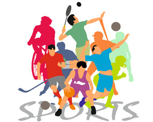 silhouette of a sports persons playing different sports