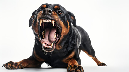Ferocious Rottweiler Dog barking - obrazy, fototapety, plakaty