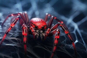 macro photographs of spiders and webs - obrazy, fototapety, plakaty