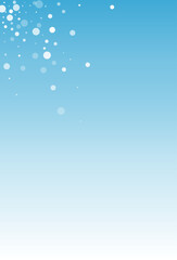 Silver Snowfall Vector Blue Background. New Gray
