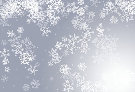 Gray Snowflake Vector Gray Background. Sky Silver