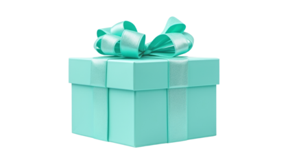blue gift box isolated on transparent background cutout