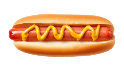 hot dog with mustard isolated on transparent background cutout