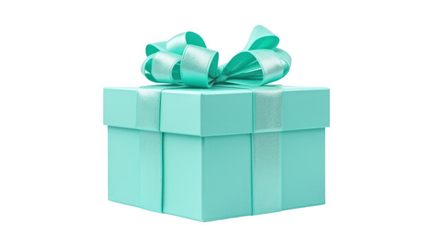 blue gift box isolated on transparent background cutout