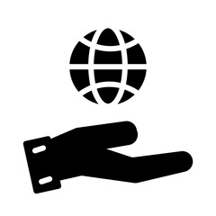 Globe Hand World Solid Icon