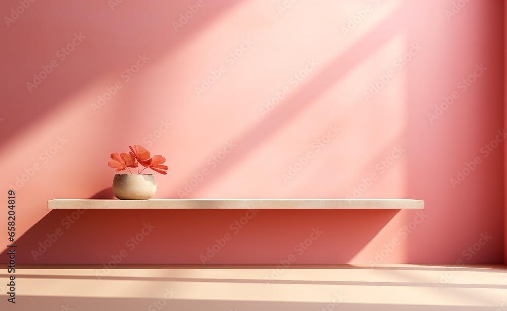Poster abstract pink gradient studio background for product presentation. empty room with window shadows, f