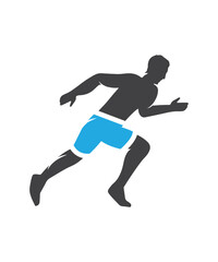 Fototapeta na wymiar Running Abstract Man Colorful Lines Logo Symbol Vector Design Illustration 