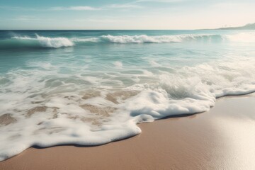 A soothing background image of a sandy beach the ocean breaking in