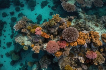 Naklejka na ściany i meble A top-down view of a beautiful coral reef