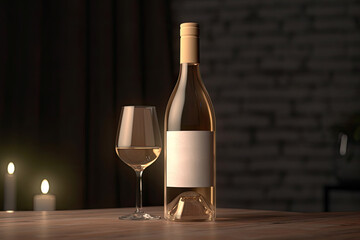 An elegant mockup featuring a blank wine bottle