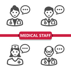 Medical Staff Icons. Doctor, Doctors, Nurse Vector Icon