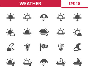 Weather Icons - Forecast, Sun, Moon, Cloud Vector Icon
