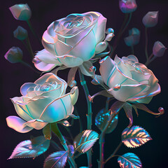 Hologram beautiful rose, flower, pastel