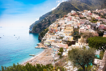 Naklejka premium Positano town on Amalfi coast in Italy
