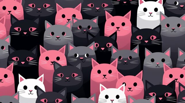 A wallpaper of cats with pink eyes in style beautiful image Ai generated art